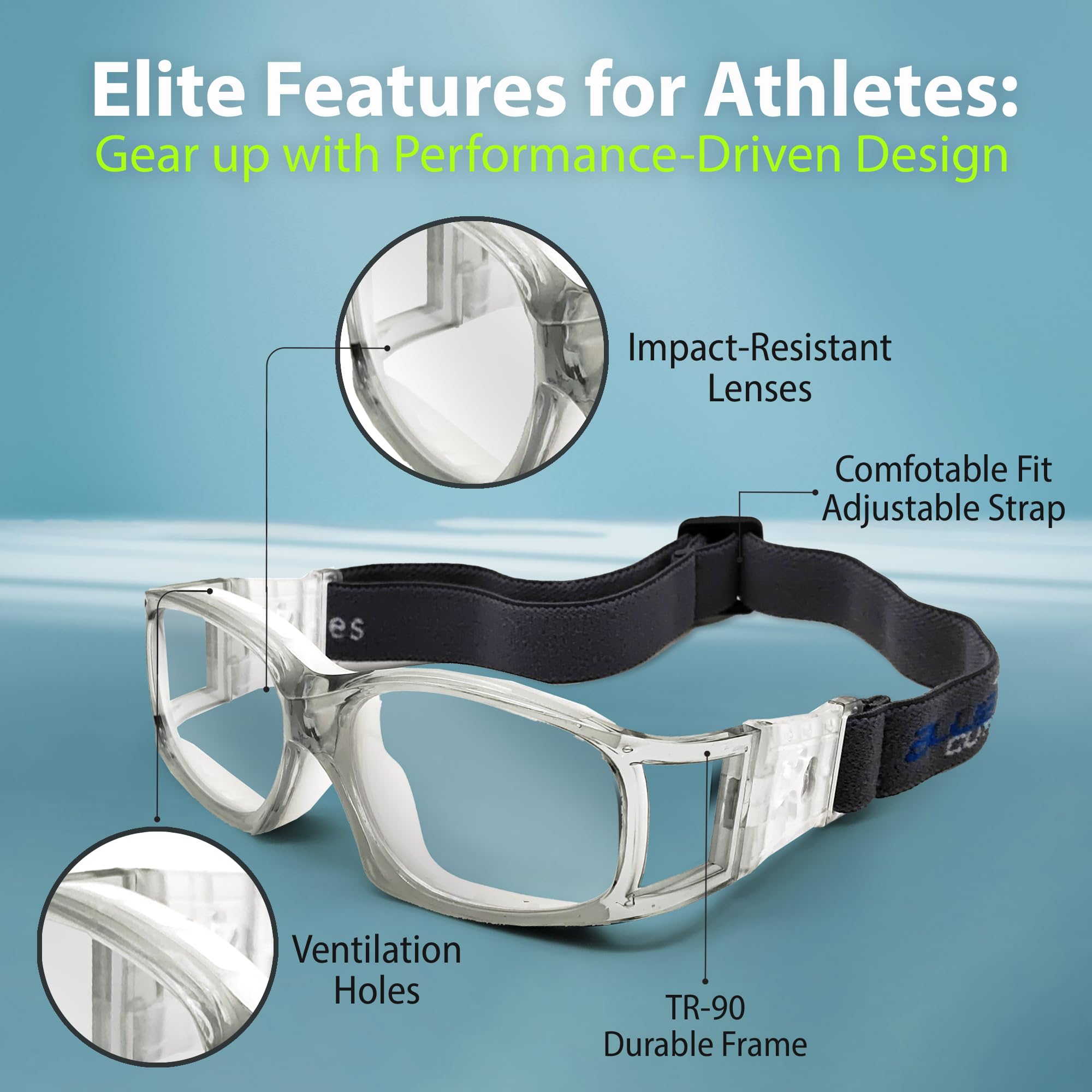 BLUE CUT Gafas de seguridad para deportes al aire libre, unisex, antivaho, reemplazables a lentes graduadas, ideales para baloncesto, raquetbol