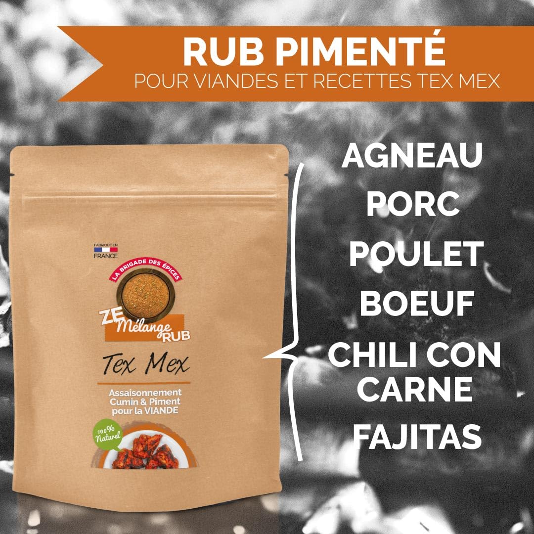 La Brigade des Épices - Mélange d'épices Tex Mex - Assaisonnement pour viandes et recettes mexicaines - Cumin & piment - 100% Naturel - Fabrication française - 250g
