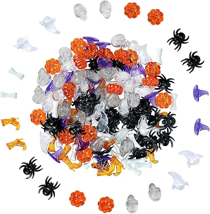 150 Pcs Mini Acrylic Halloween Vase Filler, 7 Style Fall