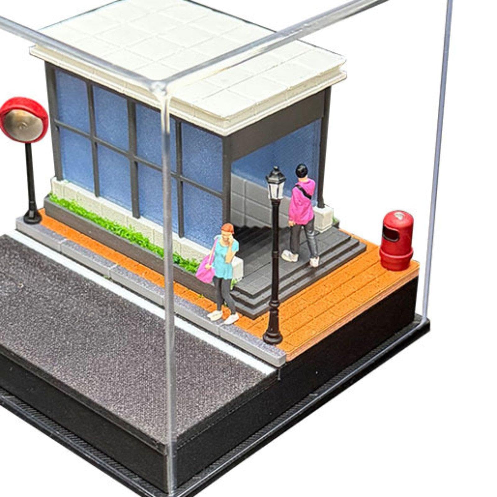 Vitrina para Ruedas de Metal Fundido a Escala 1/64 con Figuras Y Accesorios para Maquetas de Coches.