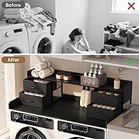 Vista 6 de 4 Drawers Washer Dryer Countertop with Shelf, 27.5" D x 54" W Laundry Topper with 3.54" High Guardrails and Non-Slip Pads,Extra Storage Organizer