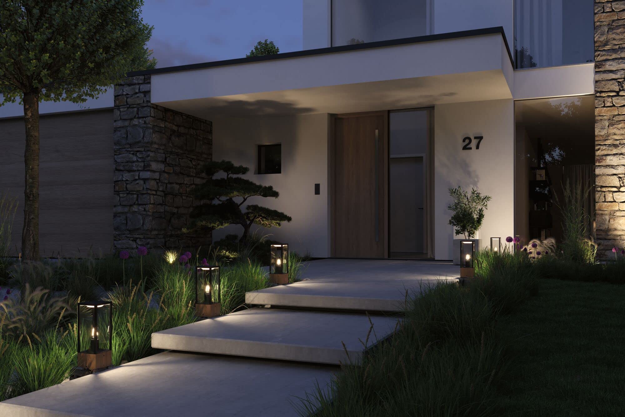 Paulmann 94675 Lampada LED per esterni oggetto luminoso Timba IP44 400mm paletto d’illuminazione senza lampadina angolare max. 60 W Outdoor legno E27