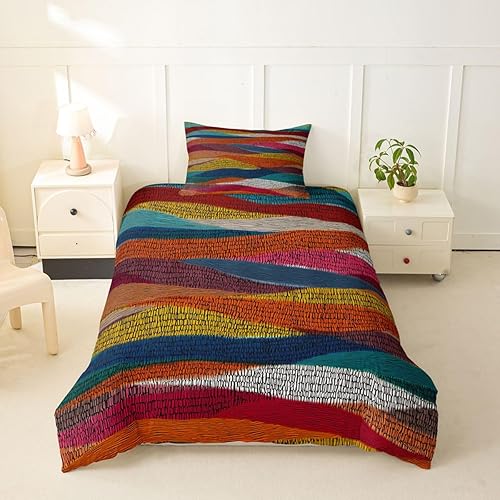 Miniatura 54 de Funda de edredón abstracta de color negro y morado, tamaño Queen, funda de edredón de geometría moderna con 2 fundas de almohada para adolescentes