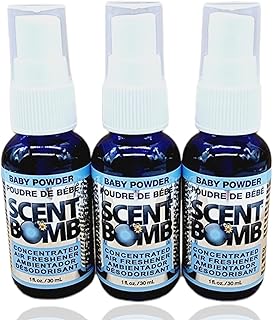 Scent Bomb Air Freshener Spray, 100% Oil Based Concentrated Air Freshener, Air Freshener Spray for Car, Room, Bathroom and Odor Eliminator (Baby Powder, 3 Packs)