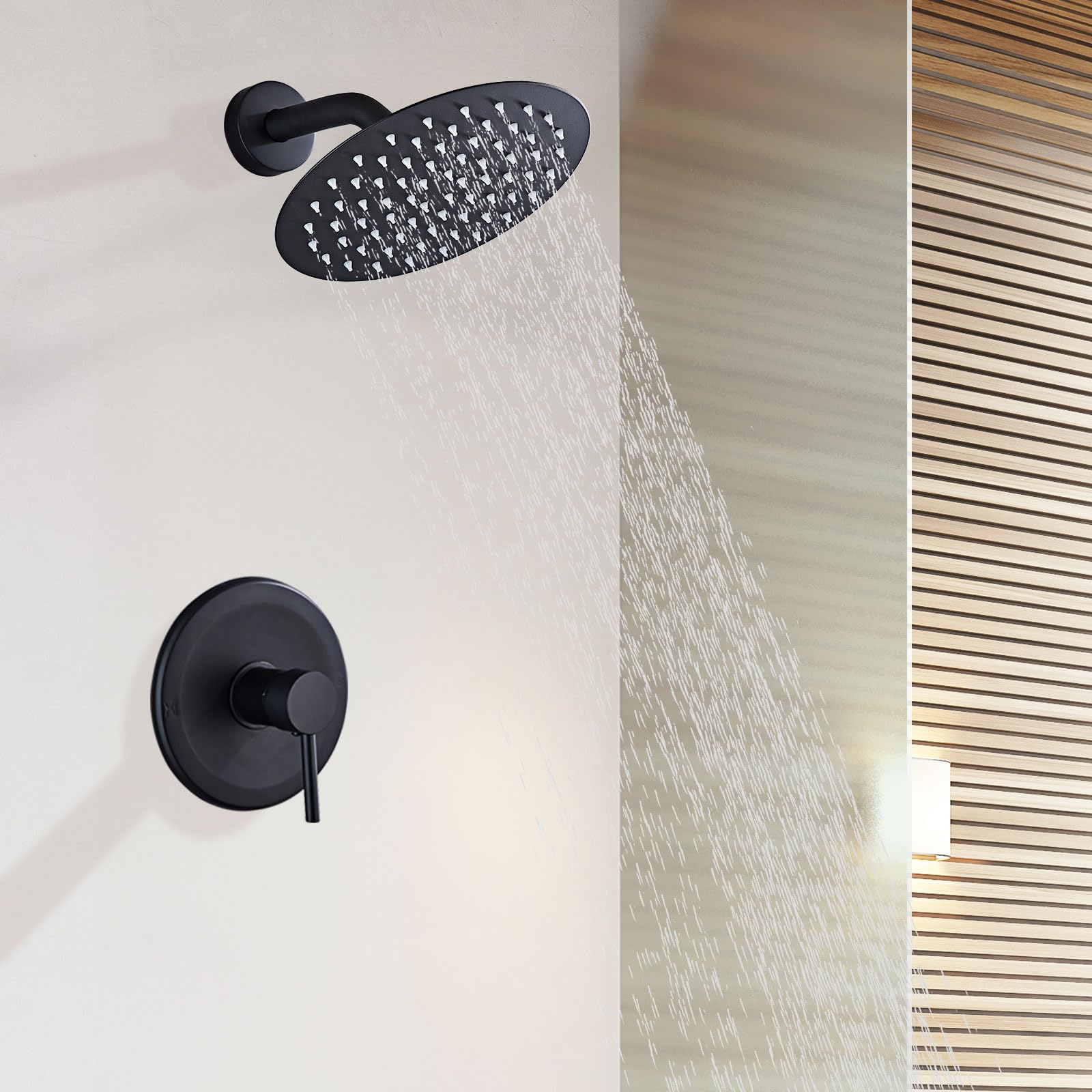 SaniteModar Ducha Empotrada Negra, Grifo Ducha Empotrado con 20cm Ducha de Lluvia, Duchas de Baño Empotradas con Alcachofa