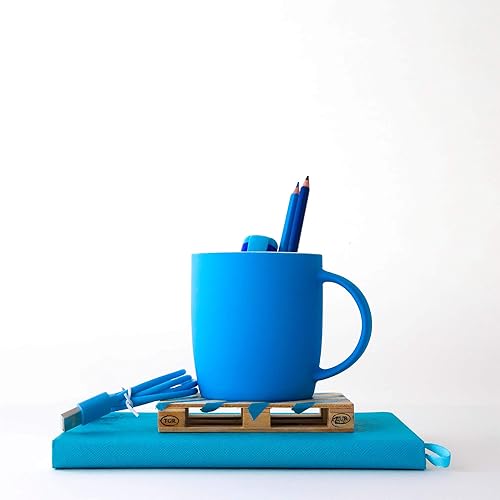 Miniatura 7 de Root7 Taza de neón azul  Brillante, colorida y elegante taza de café de porcelana de hueso con acabado de goma suave al tacto, 11.8 fl oz  Regalo