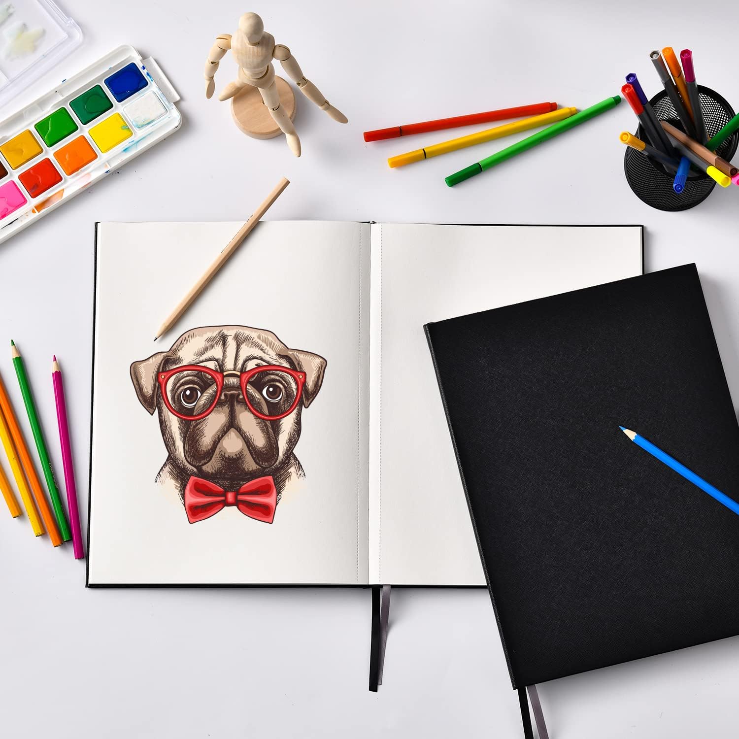 Hardcover Sketch Book 9" x 12", Sketchbook Drawing Pads, 160GSM Thick Smooth Sketching Paper 46 Sheets/92 Pages, Micro-Perforated Pages - Image 2