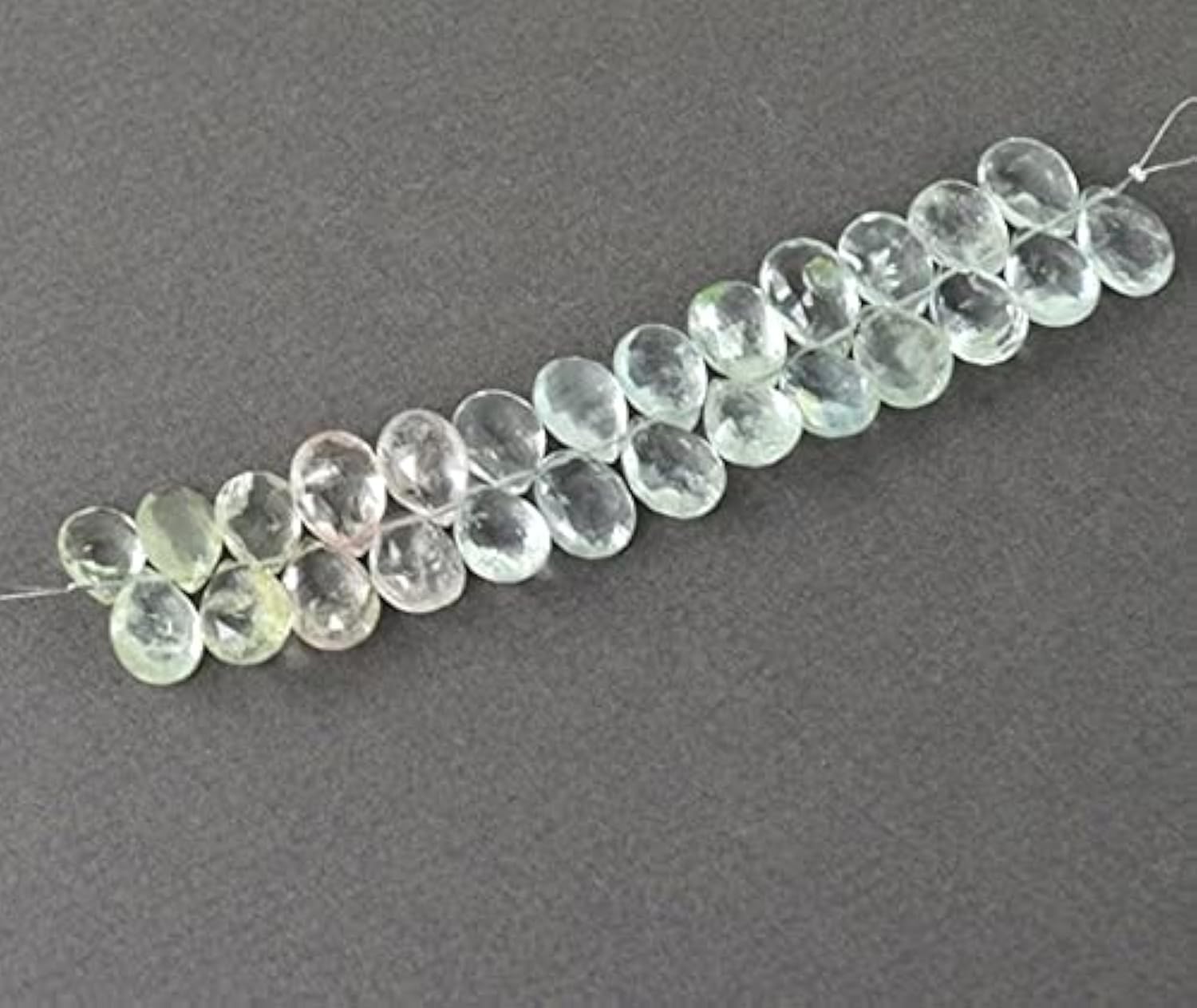 Briolettes aquamarine facettées morganite rose et béryl jaune en poire de 11mm à 13mm