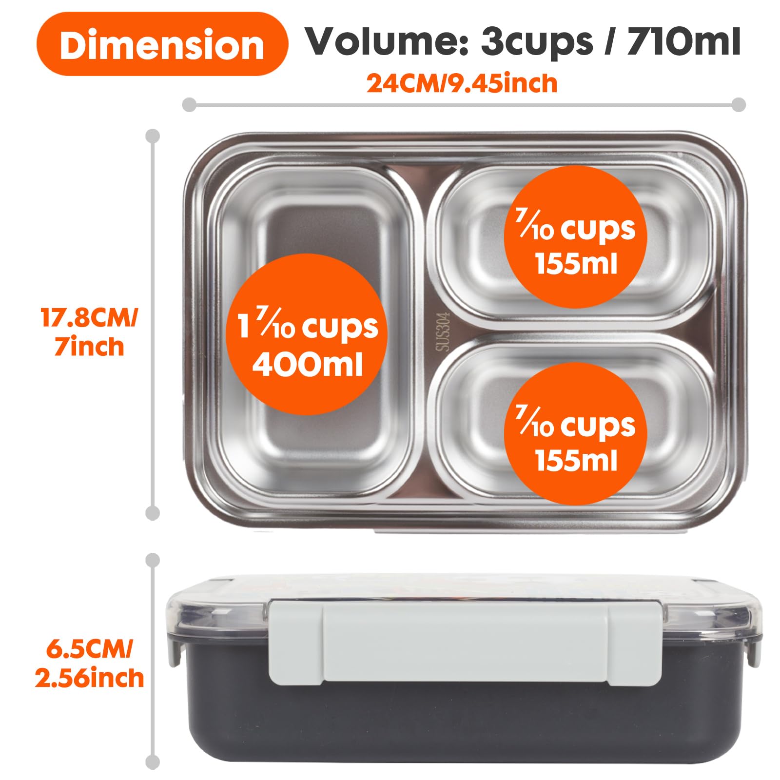 Anyiner Boîte à déjeuner pour enfants, boîte à bento étanche avec plusieurs compartiments et pot à sauce, boîte à goûter portable, boîte à bento sirène pour enfants, adultes, travail, école, licorne
