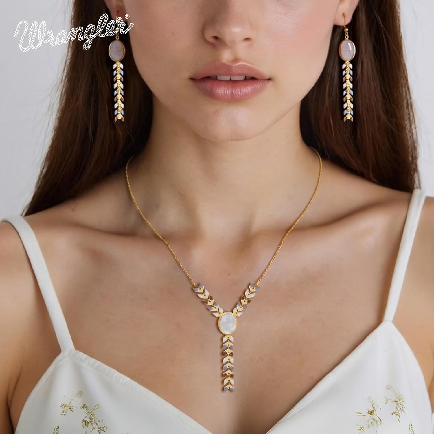 Wrangler Gold Western Y Necklace for Women Statement 14K Country Natural Stone Cowgirl Boho Jewelry - Image 5