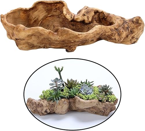 Miniatura 5 de Maceta de resina con troncos de madera flotante, maceta para suculentas, 14.2 pulgadas de largo x 4.7 pulgadas de ancho