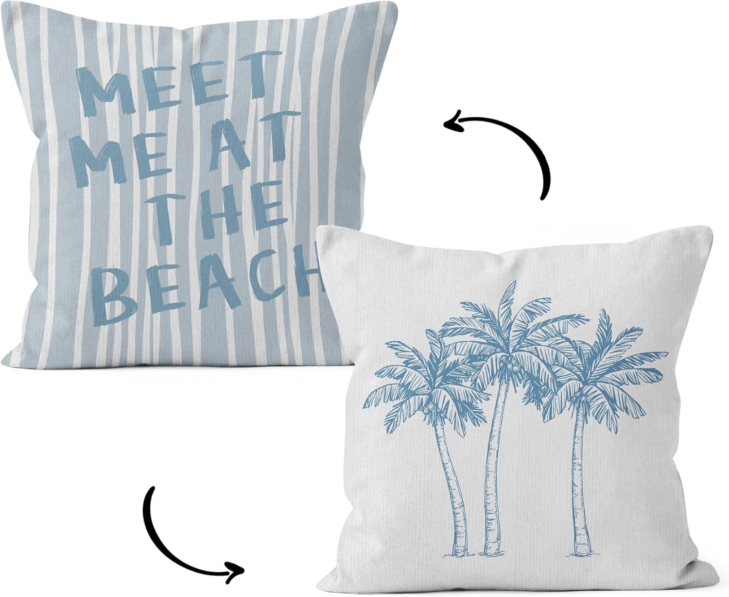 HIWX Tropical Coastal Beach Pillow Covers 18x18 1Pack, Coastal Beachy Room Decor Aesthetic,Palm Tree Meet Me at the Beach Decorative Pillow Covers for Couch Bed Home Bedroom Decor
