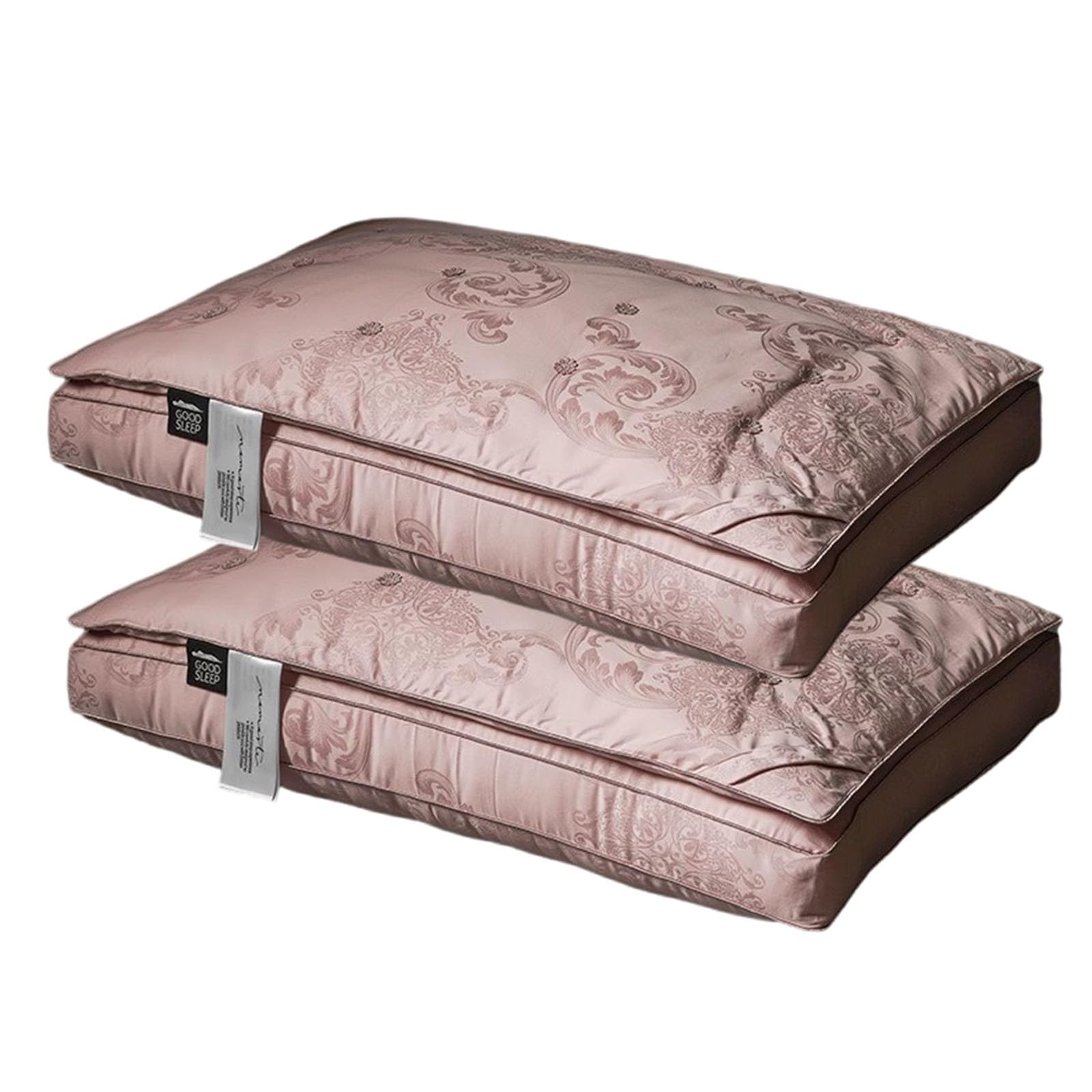 LMMDHUSV Luxury Mulberry Silk Filled Pillow 2 Pack - 100 Count Cotton Jacquard Pillowcase, Ultra-Soft & Smooth Natural Mulberry Silk Bed Pillows for