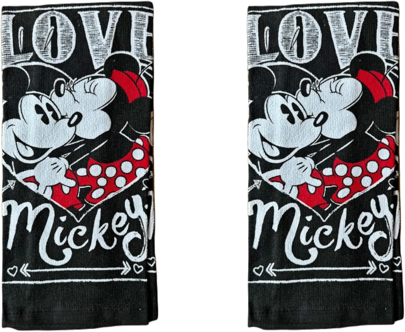 7STAR100% Cotton Kitchen Towel Set – Ultra Absorbent 2-Piece Collection! (2, Mick Minn Love u- Black)