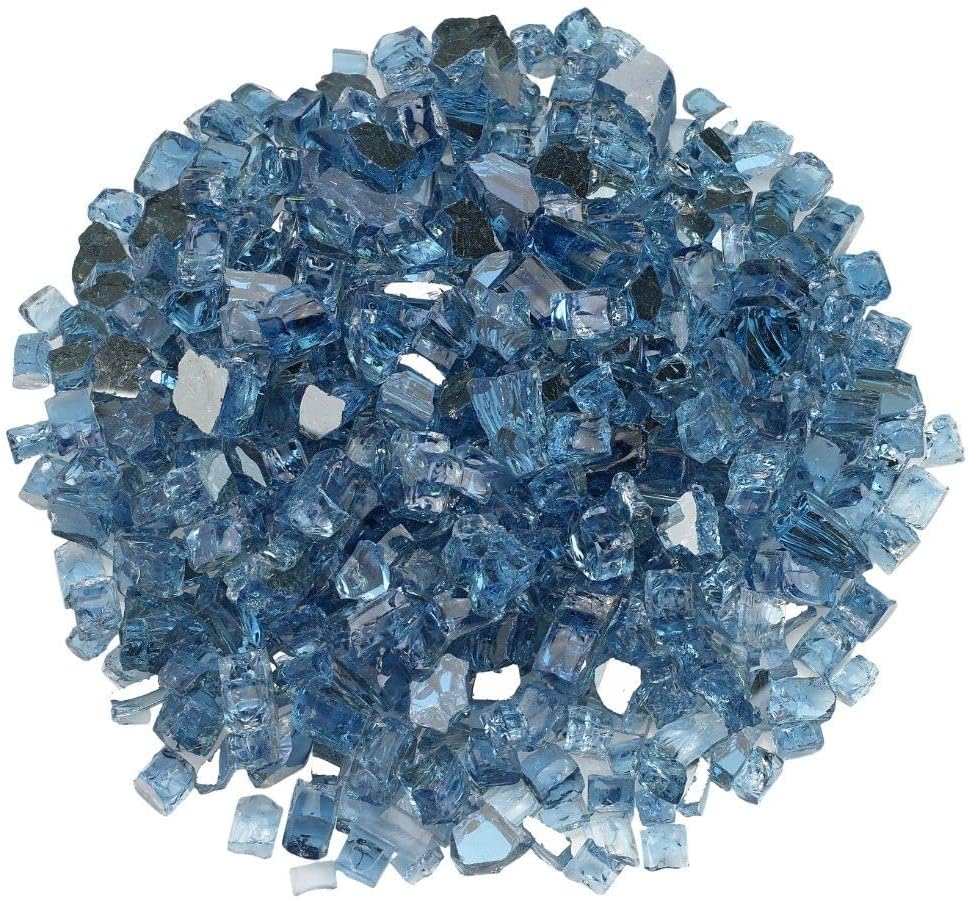 American Fireglass 1/2" Pacific Blue Reflective Fire Glass - 10 Lb Bag
