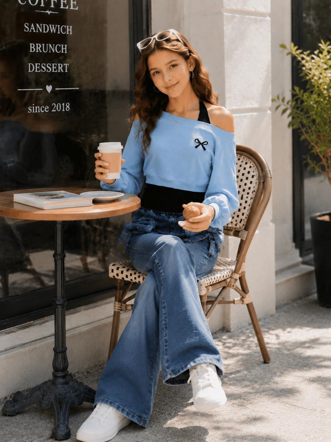 Girls 2 Piece Outfit Set Long Sleeve Tops & Flare Jeans Fall Clothes 7-14Y