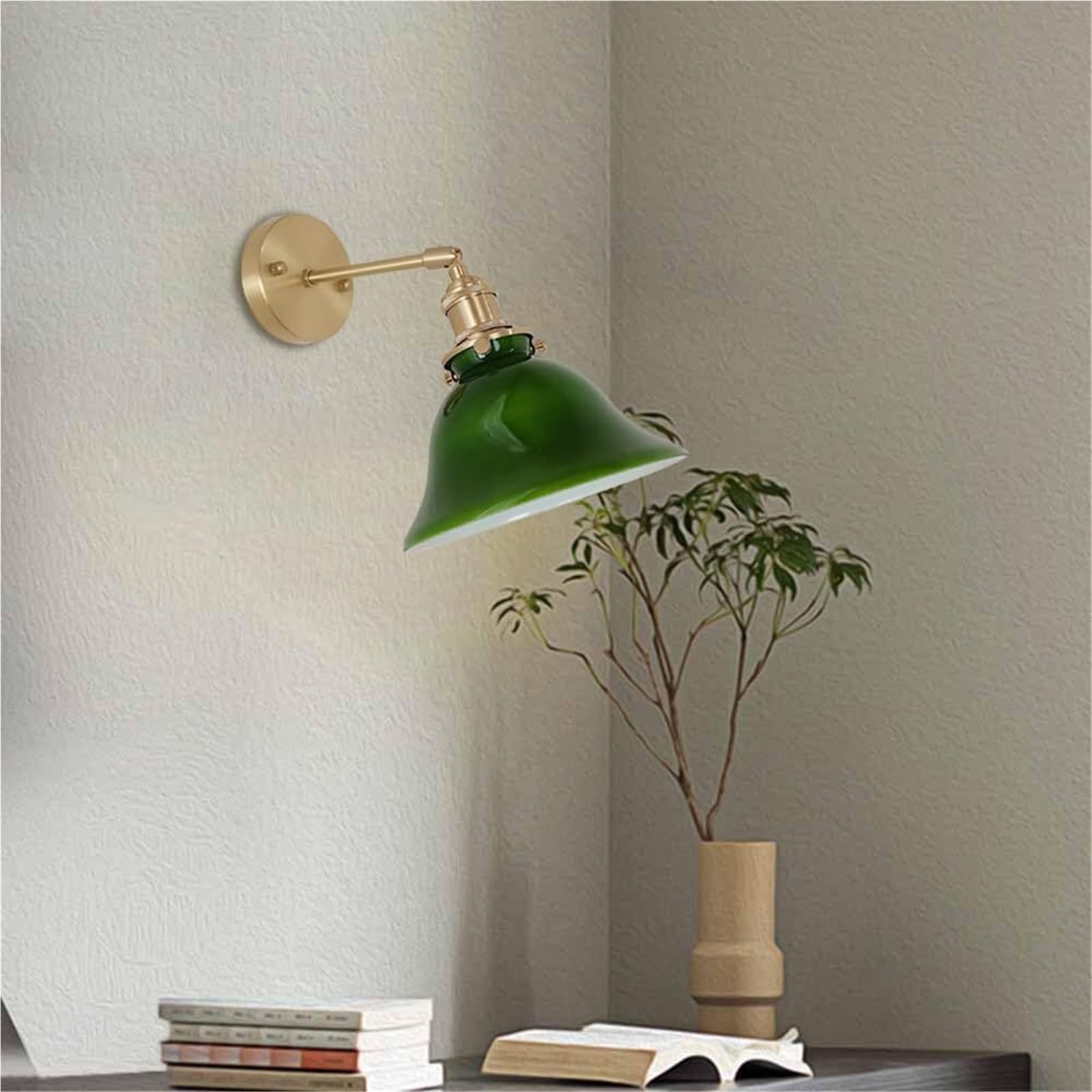 Lampada da Parete Vintage Industriale con Luce in Vetro per Interni, Applique in Ottone con Base E27, Luce Girevole a 180 Gradi per Camera da Letto, Soggiorno, Comodino