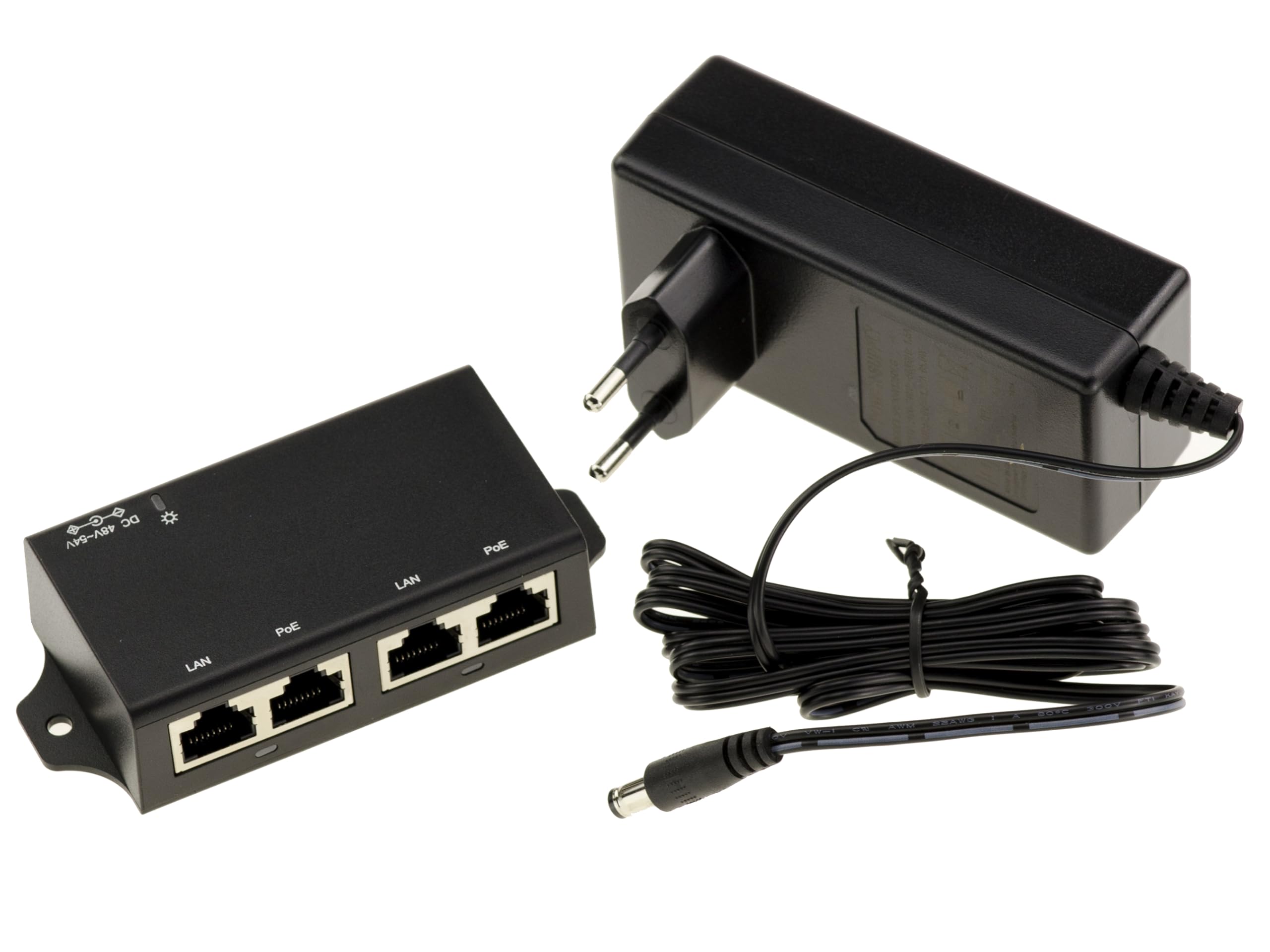 KALEA-INFORMATIQUE Injecteur PoE+ 2 Ports 30W IEEE802.3af/at | Injecteur PoE deux ports 30 W compatible IEEE 802.3af/at, fourni avec alimentation 52 V 1,25 A.