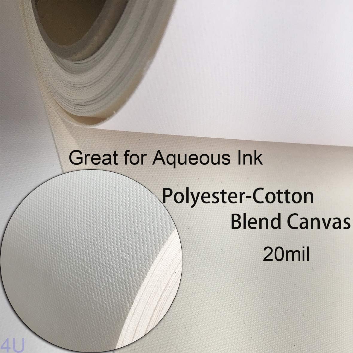 Digital Inkjet Printable Canvas 17"x40ft. Roll Waterproof Matte Polyester-Cotton Canvas