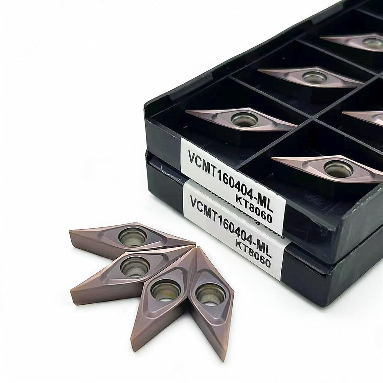 10pcs VCMT160401 VCMT160402 VCMT160404-ML KT8060 Carbide Turning Inserts, CNC Carbide Inserts Lathe Turning Tools Metal Cutting Turning Tool(VCMT160401-ML KT8060)