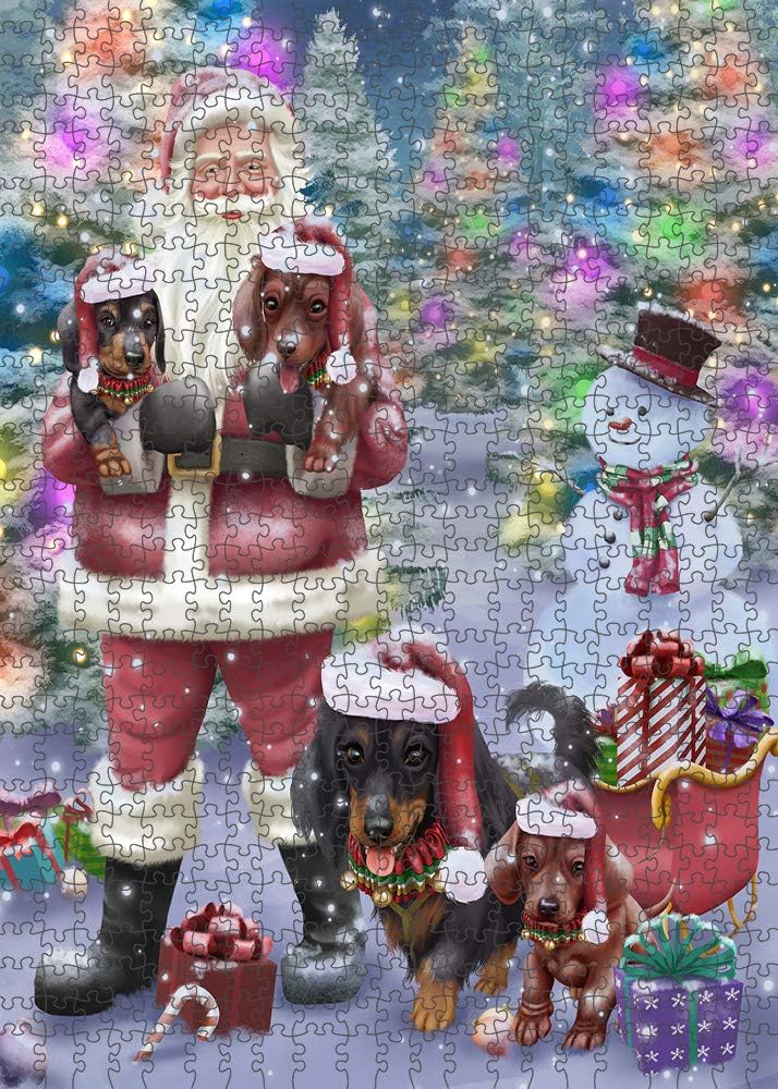 Christmas Trotting in The Snow Dachshund Dog Jigsaw Puzzle for Adults - Animal Printed Interlocking Puzzle Game Artwork - Gift for Dog Lover's -1000 Pcs 29.5"x19.7", PZLE53890