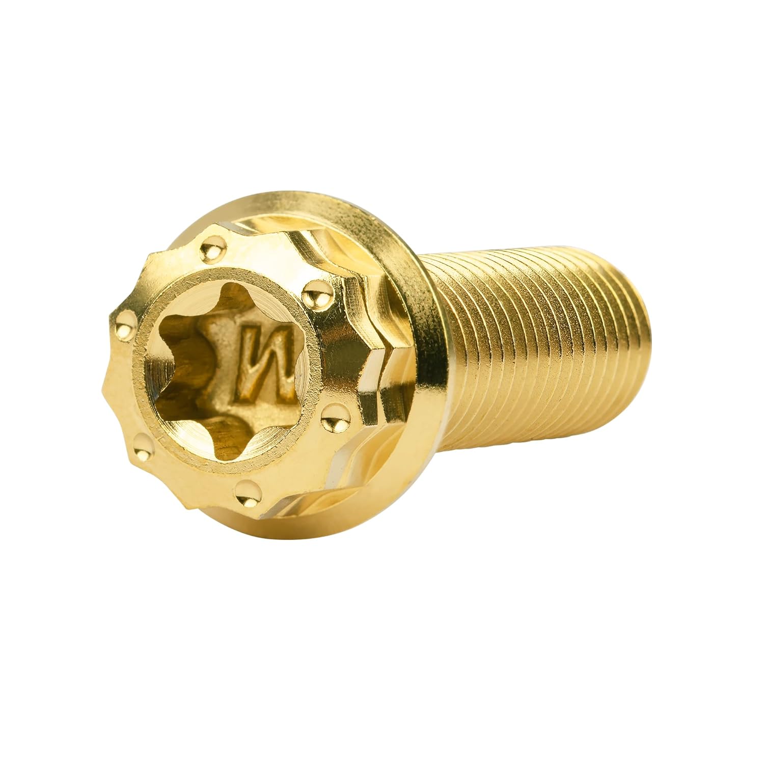 Titanium Flange 12 Point Head M8 x15 20 25 30 35 40 45 50 55 60 65mm Screw Bolt Pack of 4 (M8x30mm, Gold)