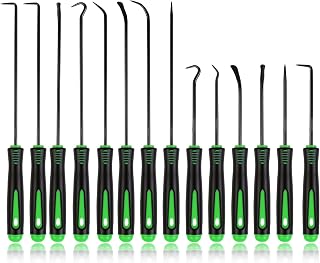 Rindion 14PCS Pick Set Mechanic, Hook and Pick Tool Set with Non-Slip Grip, Long & Mini Automotive Pick Set for O-Ring, Seal & Gasket Removal, Car Repair, Mechanical and DIY Use(Green)