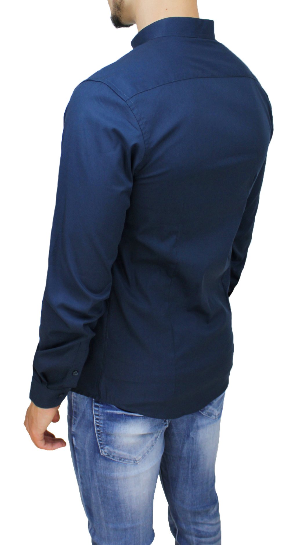 AK collezioni Camicia Uomo Cotone Slim Fit Casual Elegante con Colletto Coreana