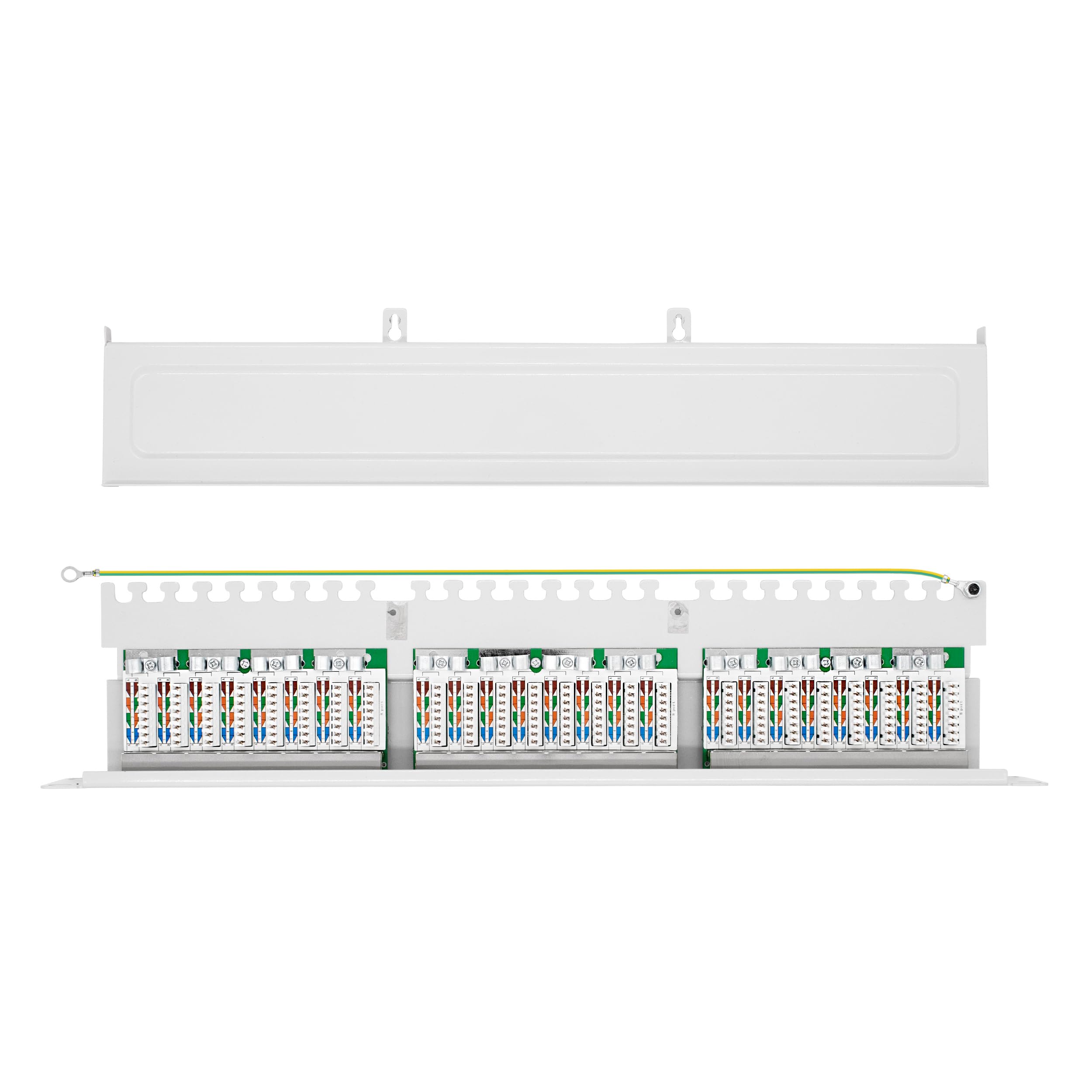 ProfiPatch Patchpanel Patchfeld Cat.6 19 Zoll 24-Port RJ45 geschirmt 1HE | Rackeinbau, grau