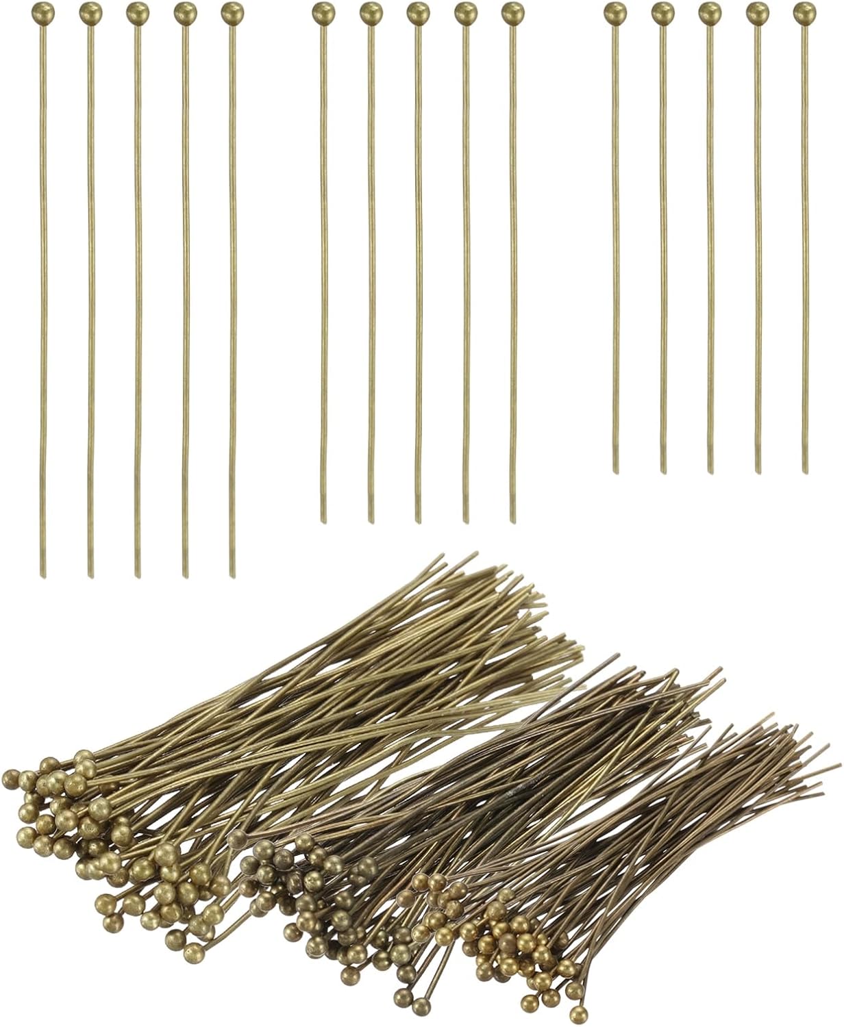 PATIKIL 0.6/0.8/1Inch Ball Pins, Jewelry Making Headpins Straight Pins Findings Bendable for DIY Craft Bracelet Necklace Earring Pendant Making Supplies-600Pcs(Gold Tone)