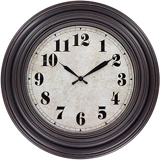 45Min 20 Inches Retro Round Large Wall Clocks, Silent Non Ticking Battery Operated Movement Easy to Read Wall Clock with Arabic Numerals