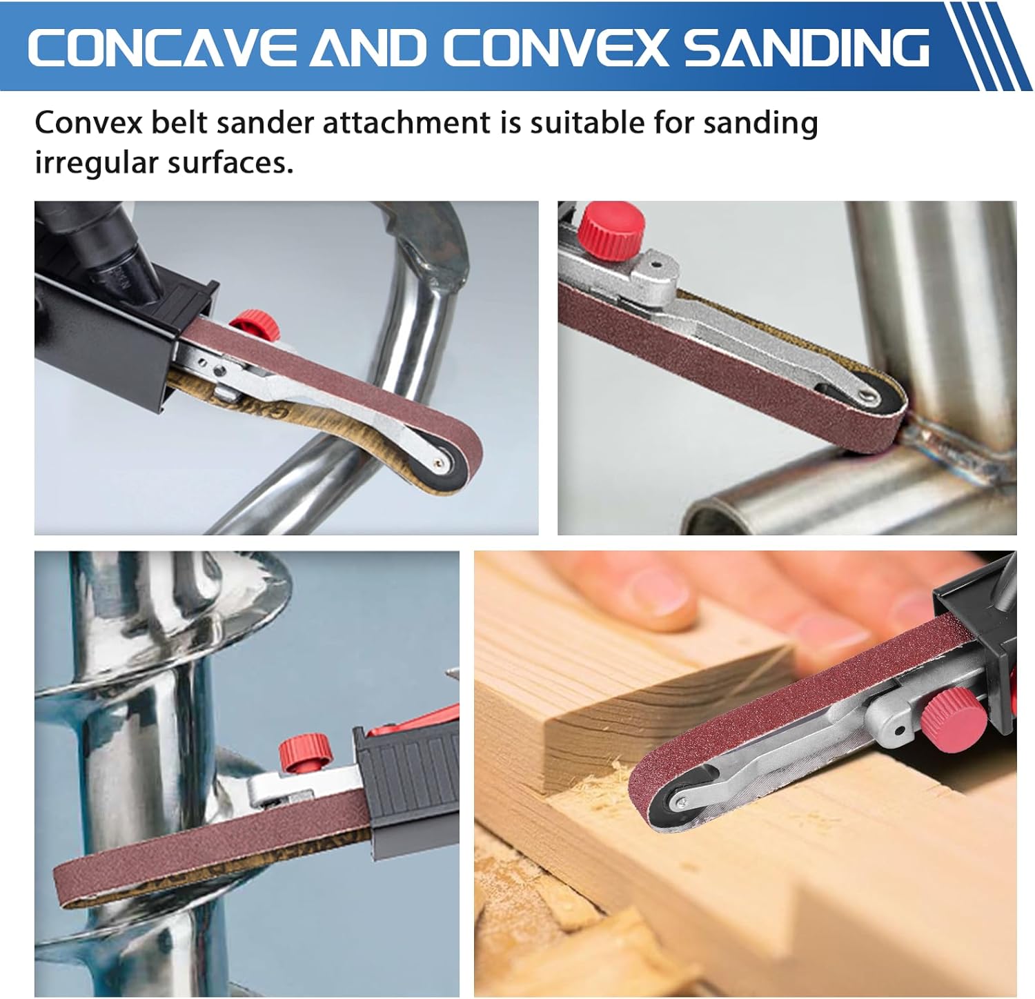 Belt Sander Adapter 5/8-11 UNC File Belt Sander Detailing File Sander Bandfile Belt Sander with 10PCS Belts for Edge Corner Crevice Included Angle Irregular Plane