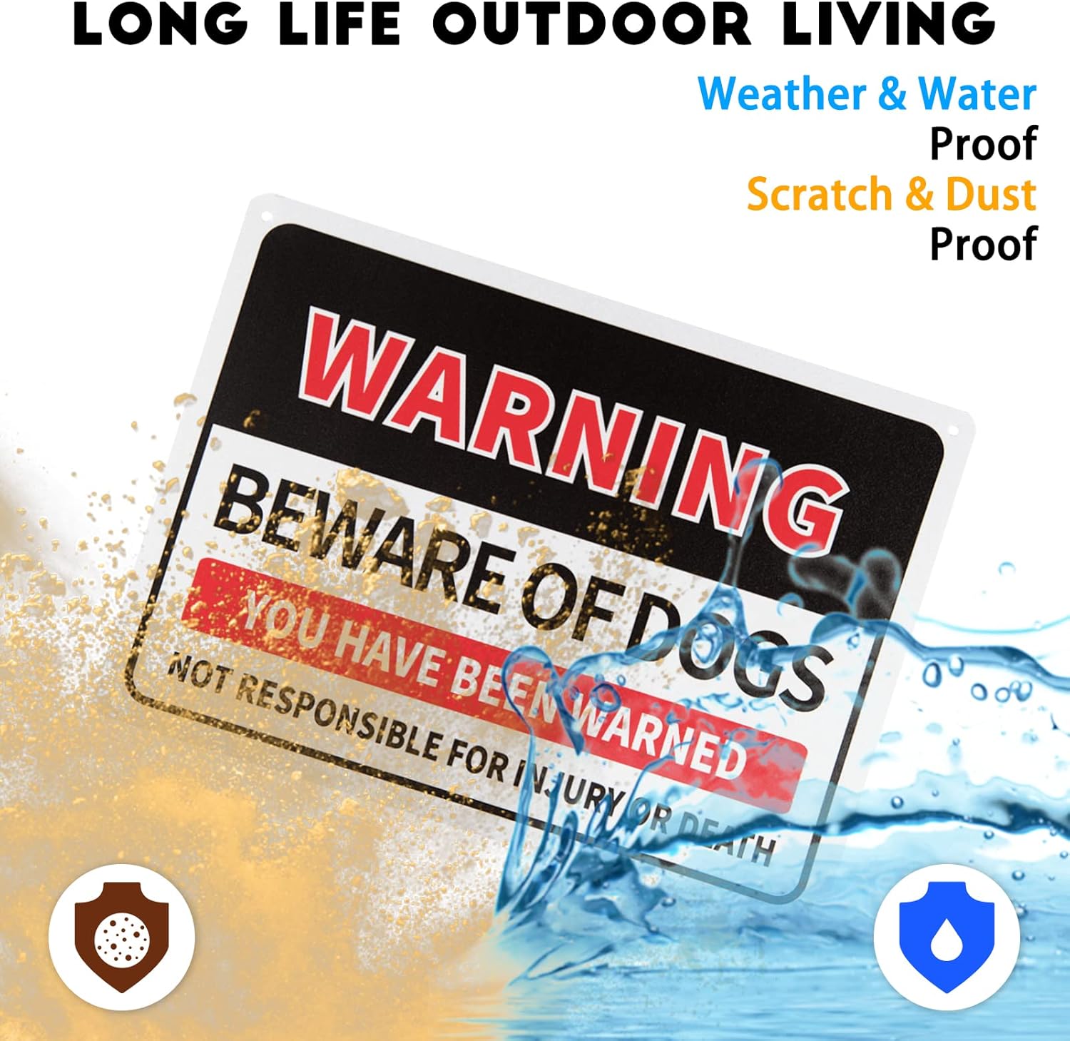 Beware of Dog Sign, 10x7 Inch Rust Free .040 Aluminum Metal Sign, Reflective, Fade Resistant, UV Protected, Weatherproof Warning Dog Sing for Fence Door or Gate (2 Pack)