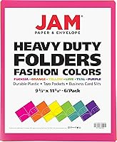 Vista 19 de JAM PAPER Heavy Duty Plastic Two Pocket Extra Tough School Folders - Blue - 6/Pack