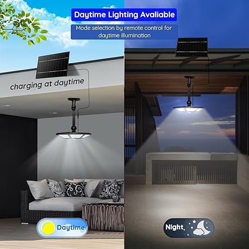 Miniatura 5 de Kayiune Solar Shed Light Pendant Light Indoor Outdoor with Remote Control,440LED 4200LM Solar Powered Motion Sensor Pendant Light, Lighting