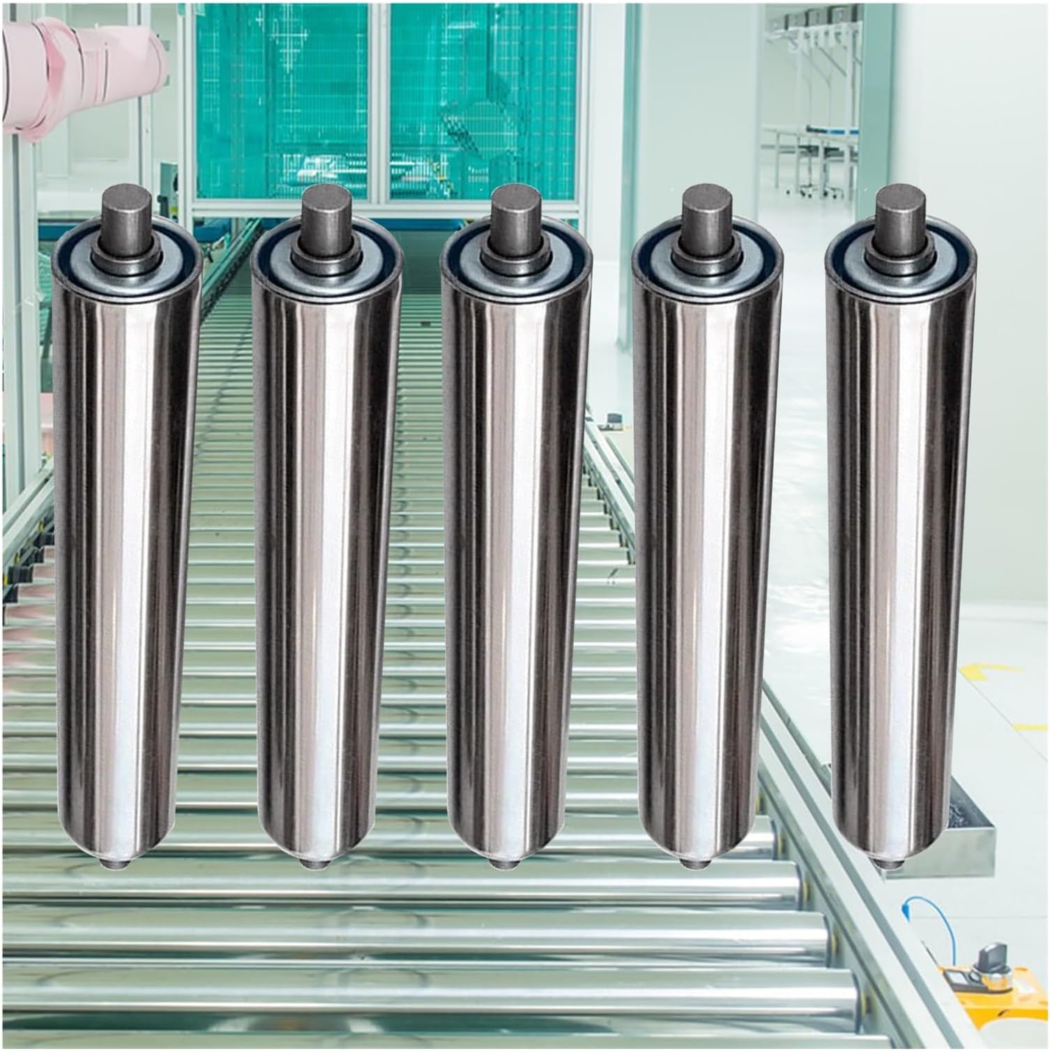 DIY Stainless Steel Conveyor Rollers 5-Pack - 300-700mm Length, Smooth Surface for Woodworking & Industrial Applications (100mm L x 25mm Dia)