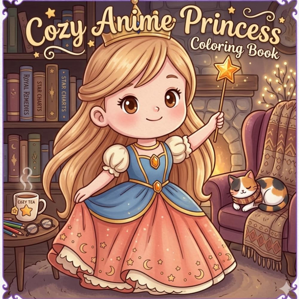 Cozy Anime Princess Coloring Book: Cute, Magical & Relaxing Princess Designs for Anime Lovers of All Ages