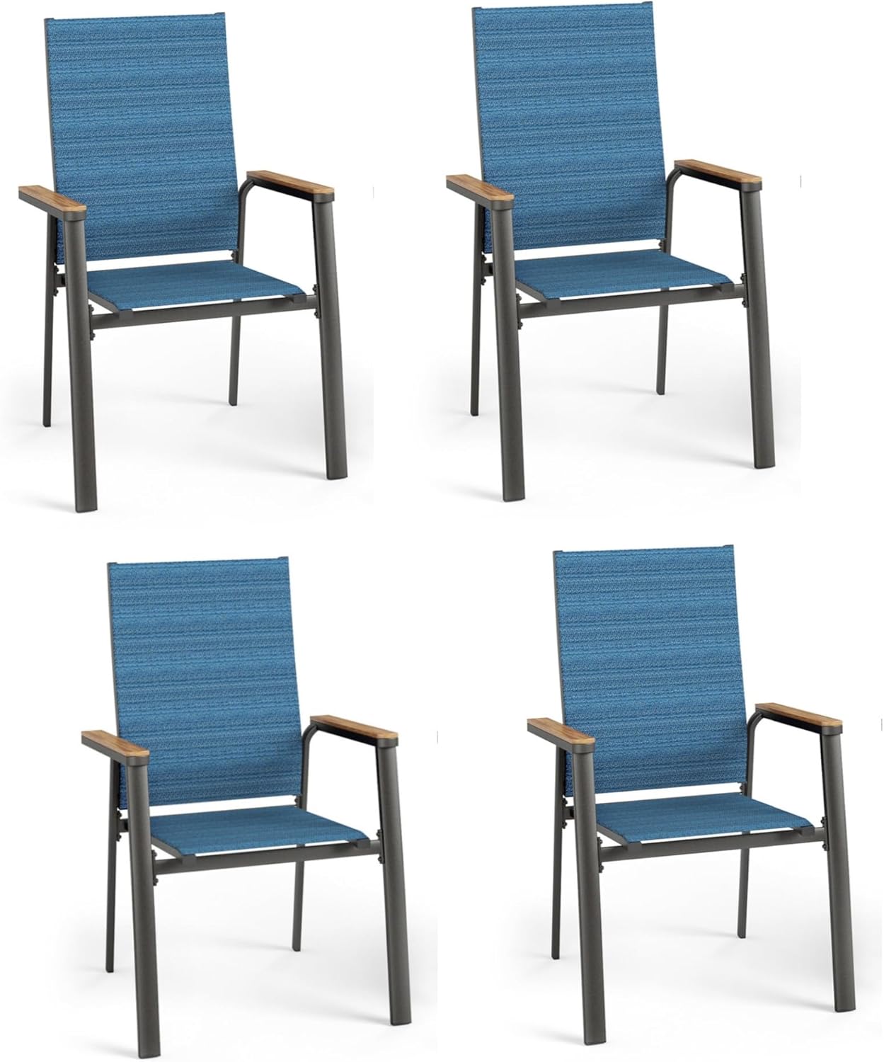 Aluminum Stackable Patio Sling Chairs – Set of 4