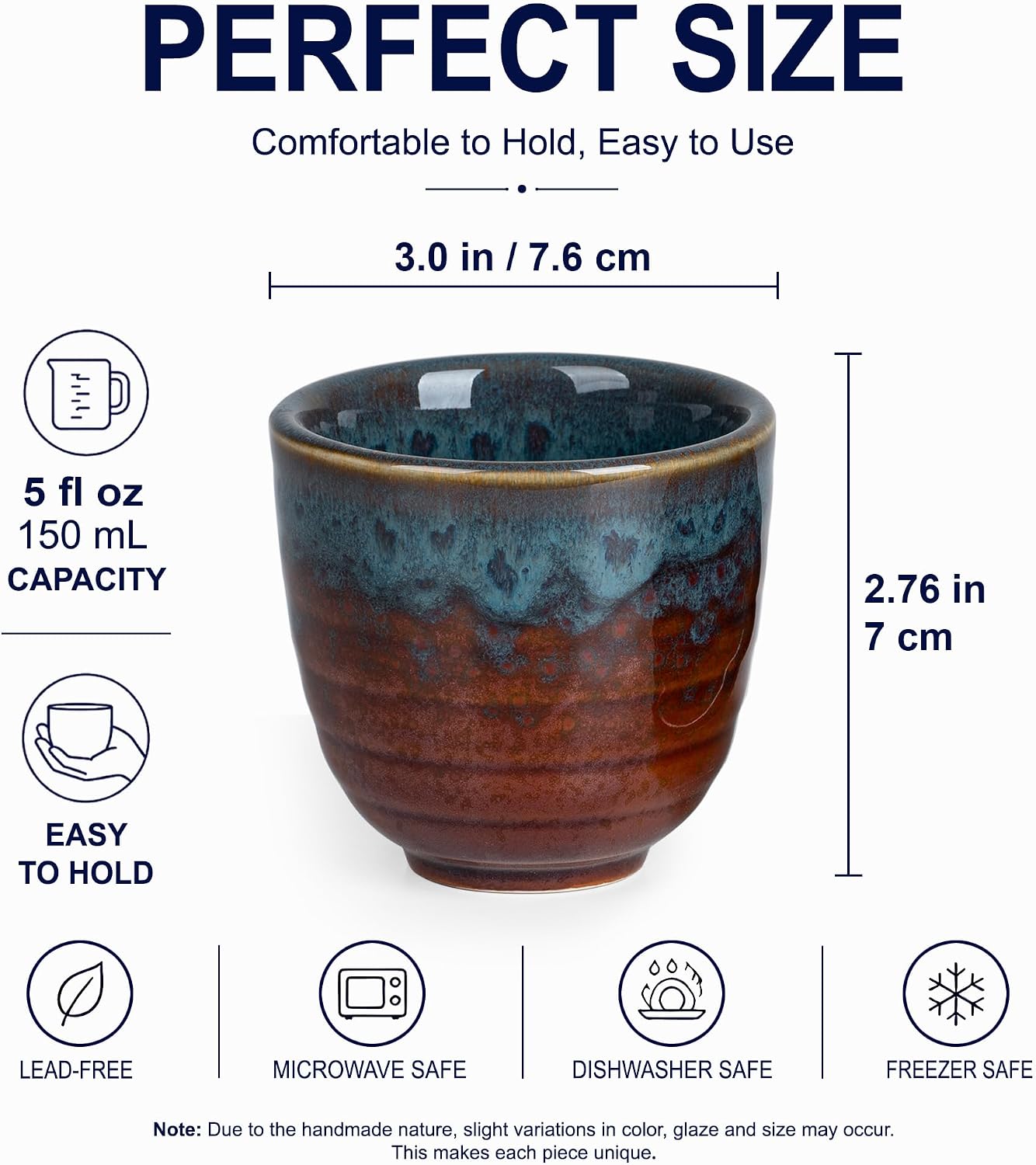 Ceramic Japanese Tea Cups, 5 oz Tea Cup, Asian Teacup, Teacups, Set of 2 (Peacock Tail, 2 pcs)