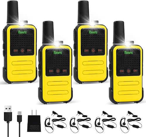 Walkie Talkies recargable, de largo alcance Rivins RV-C2 16-CH UHF Radio bidireccional portátil Walky Talky con batería de iones de litio y