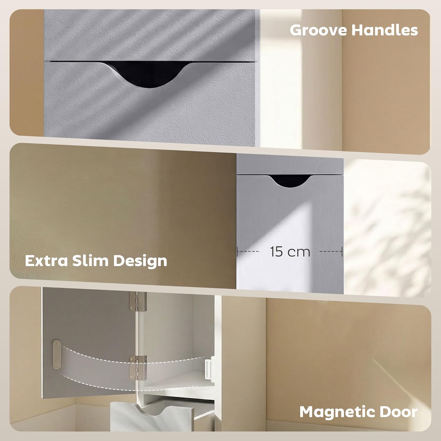 HOMCOM 54" Tall Bathroom Storage Cabinet, Freestanding Linen Tower with 2-Tier Shelf and Drawers, Narrow Side Floor Organizer, White