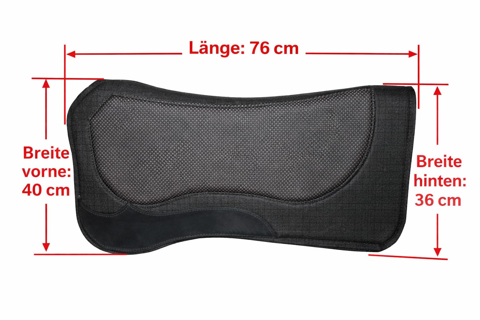 Generisch Westernpad Filz 1/2 Zoll mit Aeropren – Anatomisches Sattelpad für Pferde, stoßdämpfend & atmungsaktiv, schwarz, 76 cm