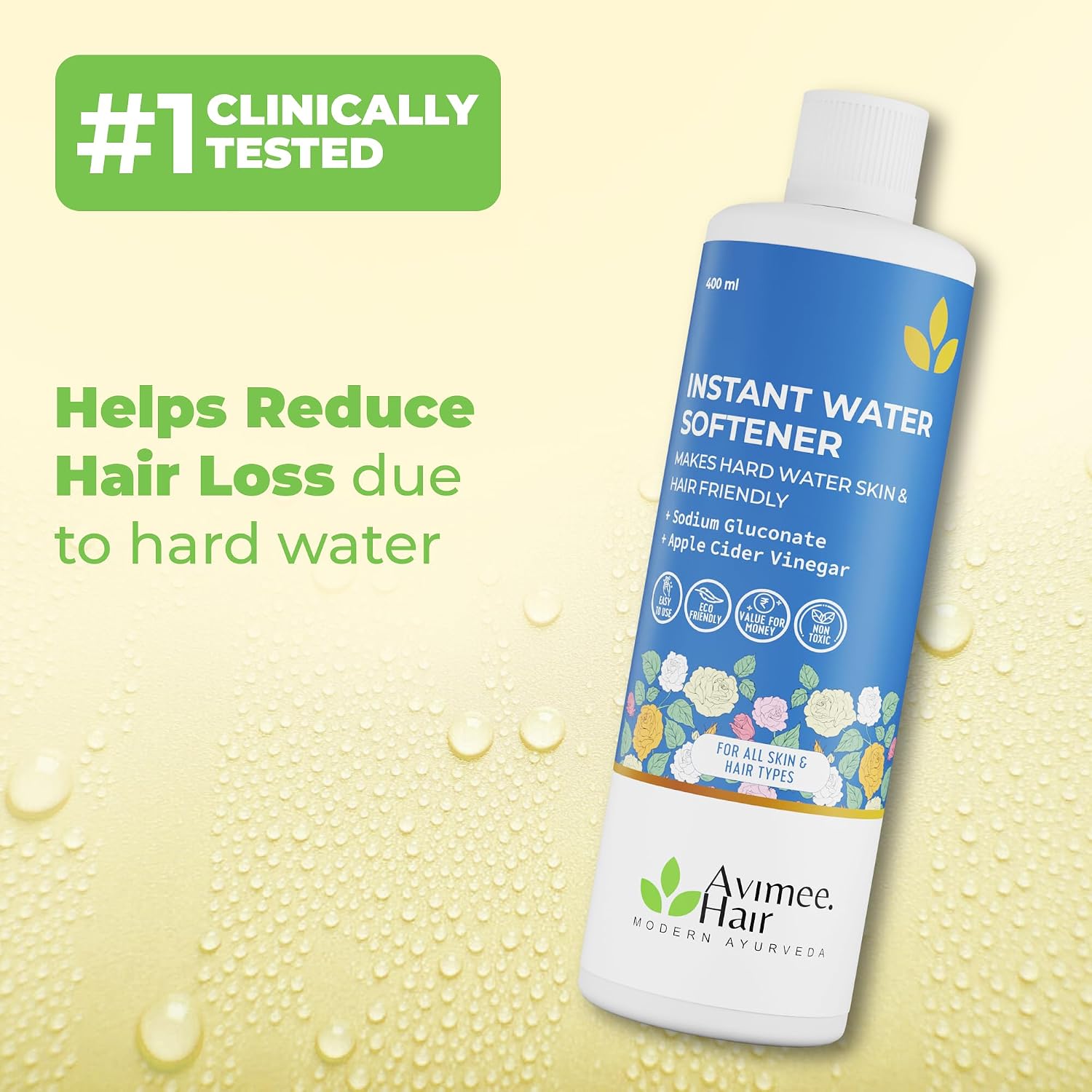 Avimee Herbal Instant Water Softener | Makes Your Water Hair & Skin Friendly | Reduces Hair Fall & Skin Itching | Disables Hardness & Maintains pH Level | Non Toxic and 100% Safe (Pack of 1)