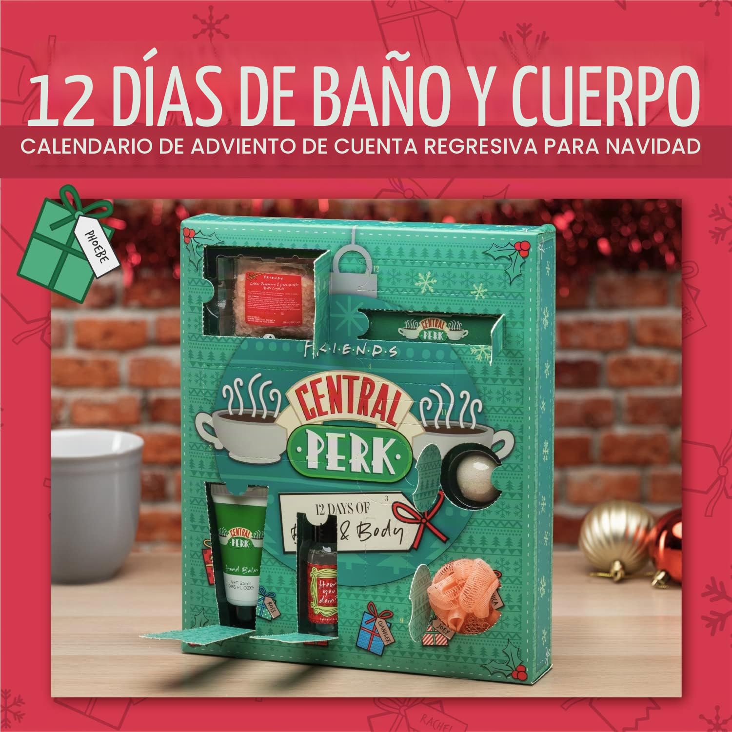 Paladone- Central Perk - Calendario de Adviento de 12 días de baño, Cuenta Regresiva del Programa de televisión Friends para Navidad, Color Azul (PP6879FRTX)
