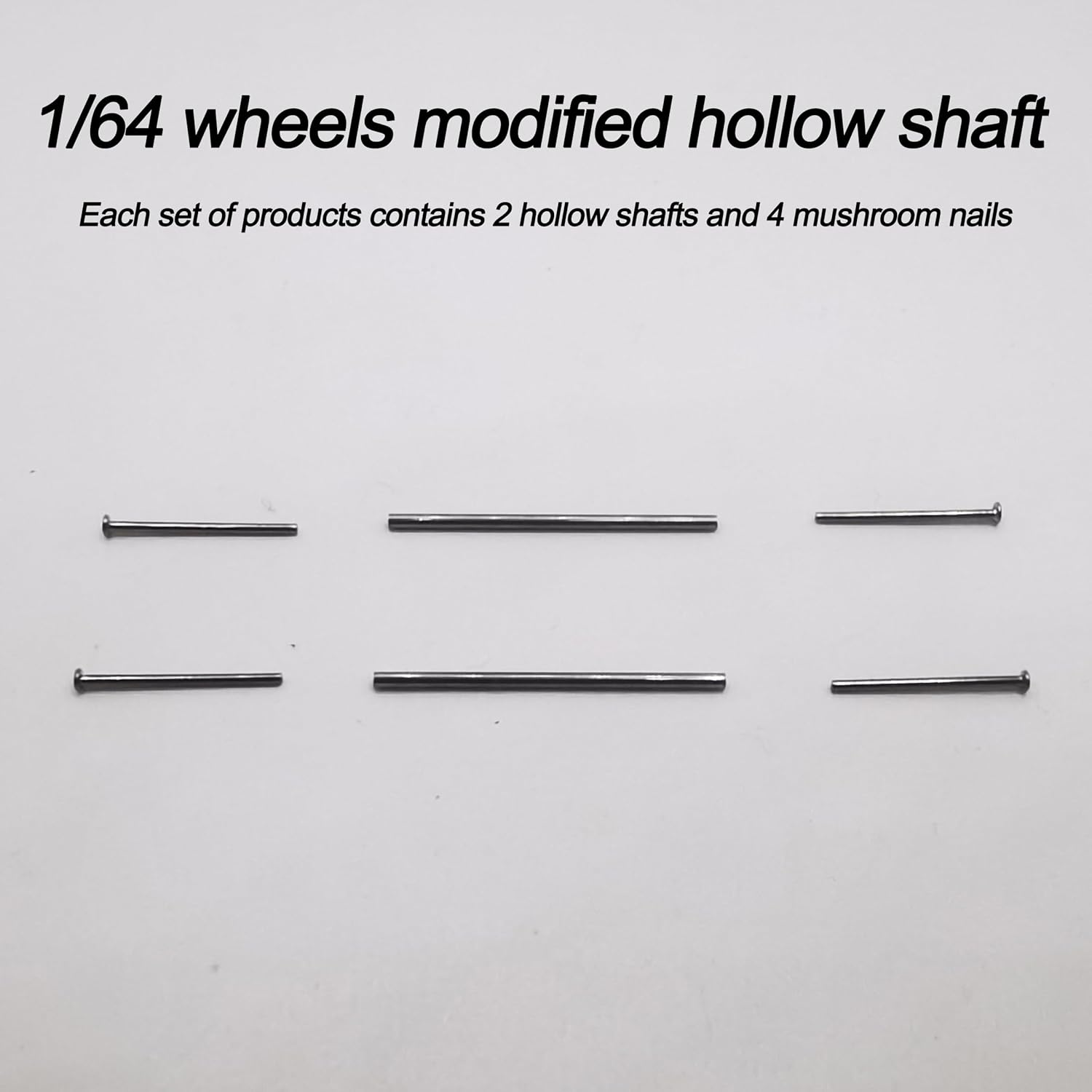 20 Set 1/64 Scale Wheels Modified Hollow Shaft & Mushroom Nails Suitable for 1 64 Scale Diecast Cars DIY Tires (Each Set Contains 2 Hollow Shafts and 4 Mushroom Nails) (0.7in/18mm)