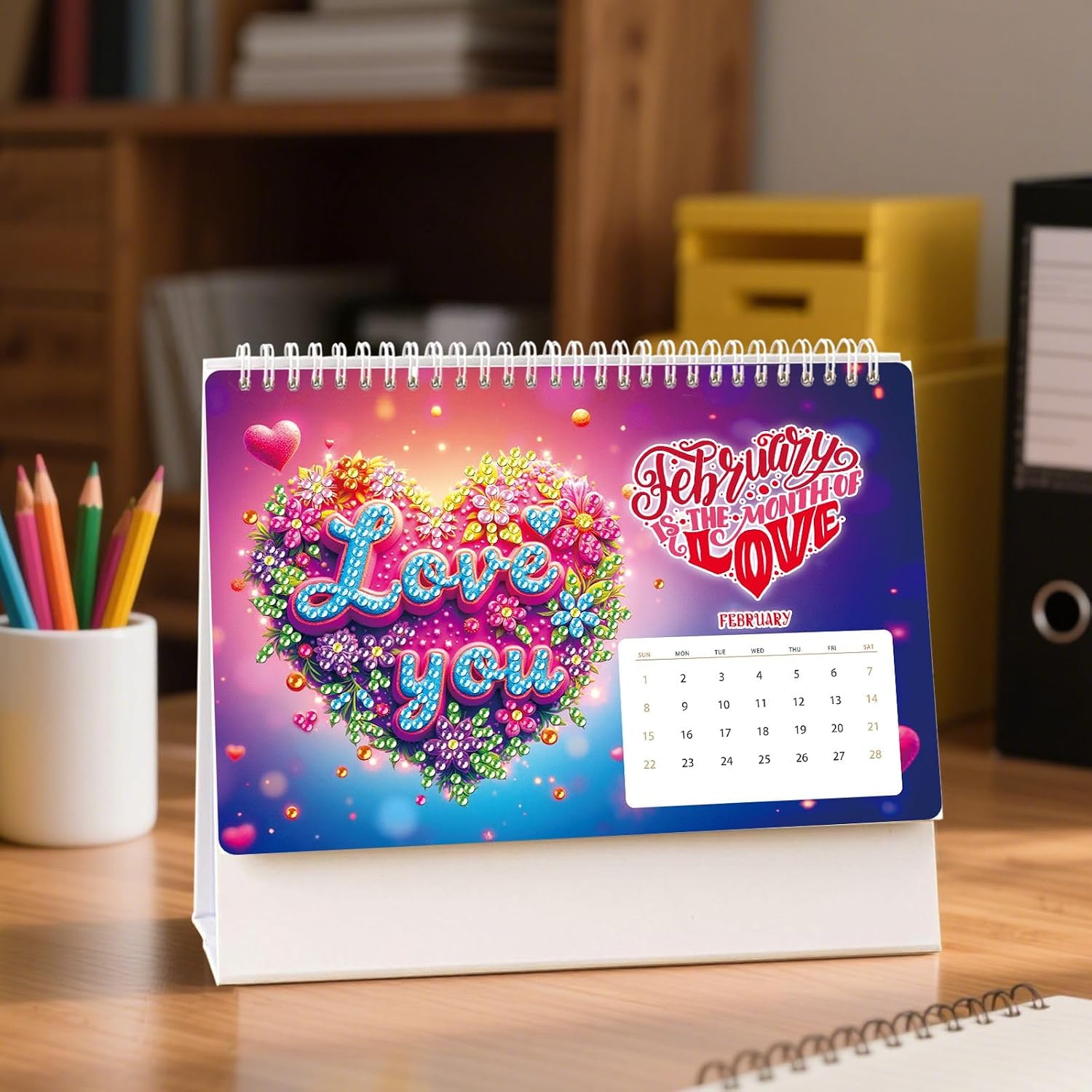 2026 DIY Diamond Art Desk Calendar Creative Design Thick Paper Calendar with To Do List Ornaments Diamond Art Painting Monthly Flip Tabletop Calendar for Office Home Planning-Butterfly image 5