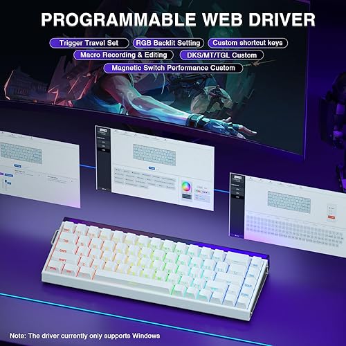 Miniatura 6 de AULA Hero 68 HE 60% Teclado para juegos con cable, interruptor magnético de efecto Hall con accionamiento ajustable, modo de disparo rápido, tasa de