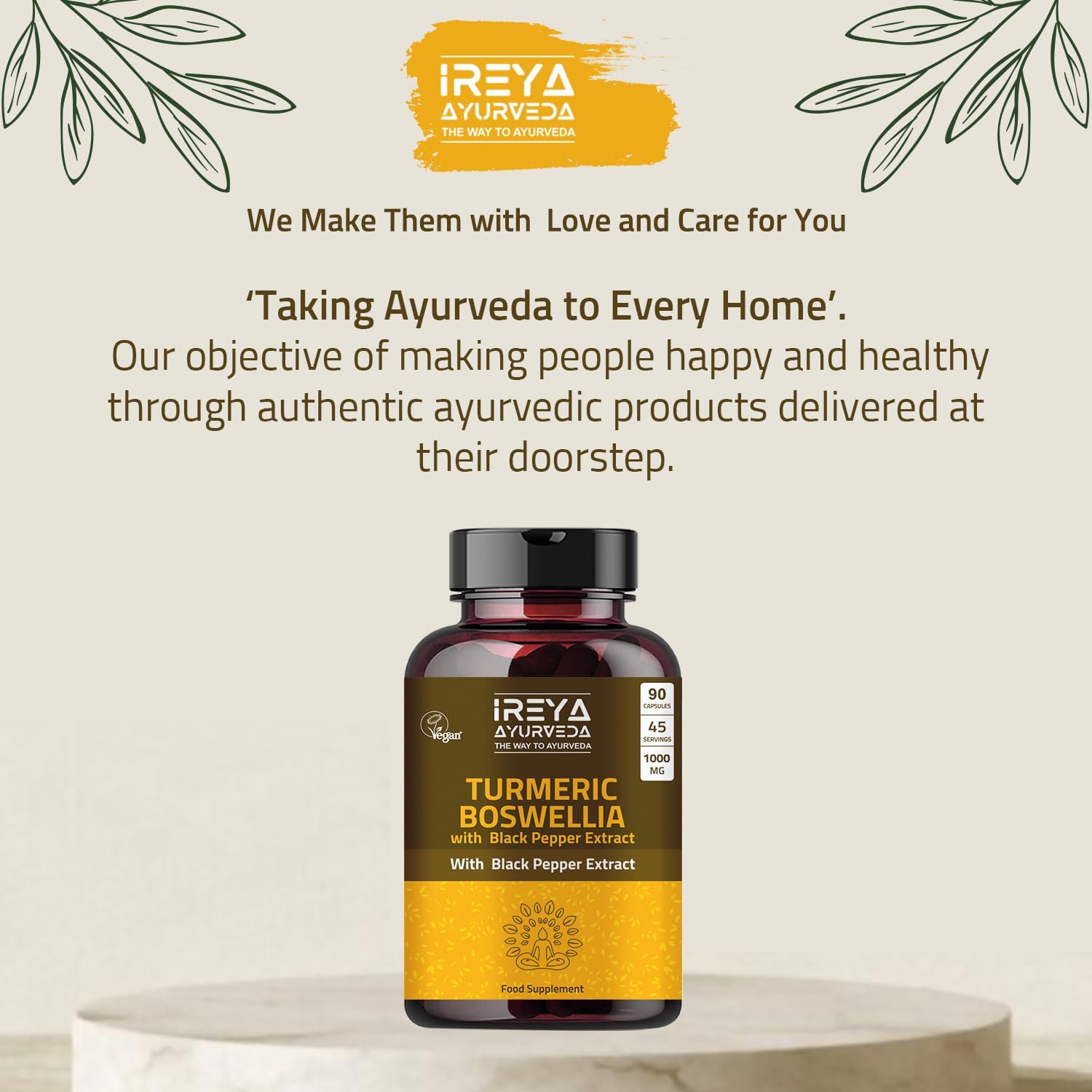 Boswellia Extract Capsules (90 Capsules) 1000 mg - Boswellia Serrata with 95% Black Pepper Extract and Curcuminoids Extract and 65% Boswellia Extract (Pack of 2)
