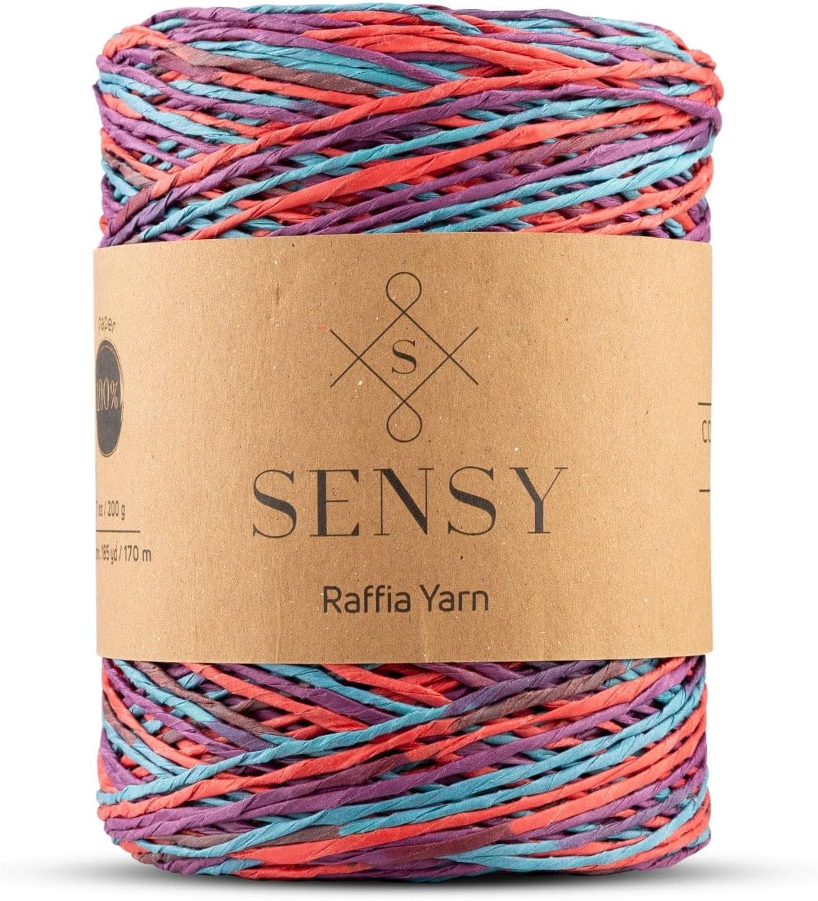 Sensy Premium 185 Yards 100% Paper Multi-Color Raffia Yarn (400)