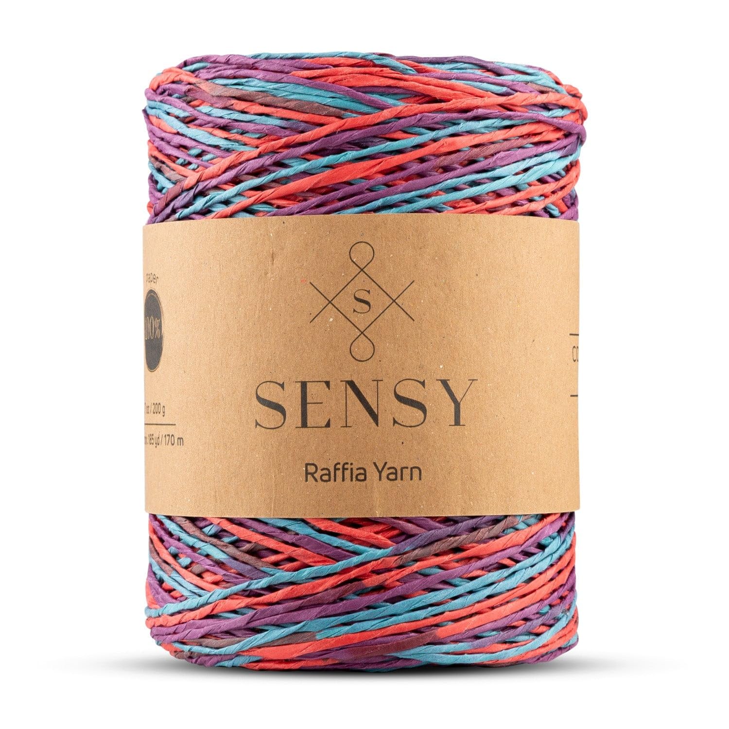 Sensy Premium 185 Yards 100% Paper Multi-Color Raffia Yarn (400)